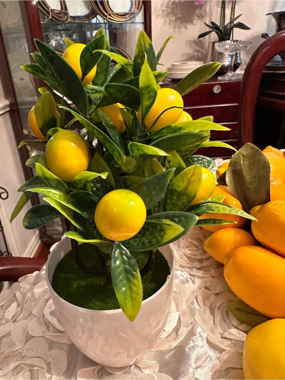 Martha Stewart Yellow Lemon Fruit Wreath with GreenLeaves also 2 small trees 10